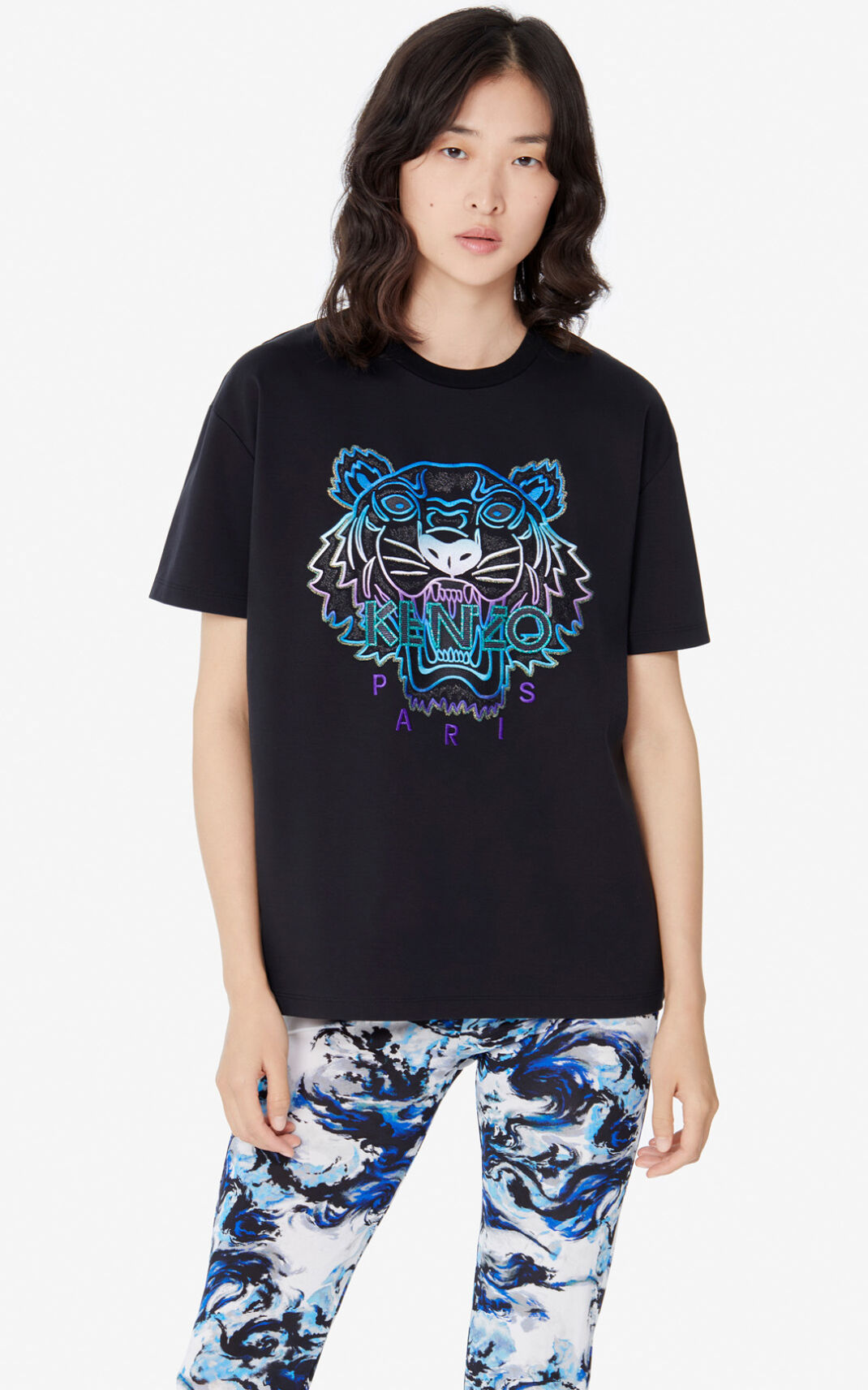 Kenzo Tiger T-shirt Dames Zwart | 78512FRHB